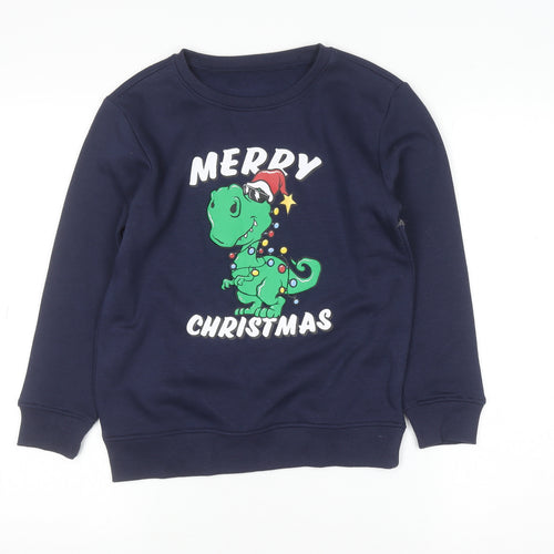 Dunnes Stores Boys Blue Christmas Dinosaur Pullover Sweatshirt 8-9 Years