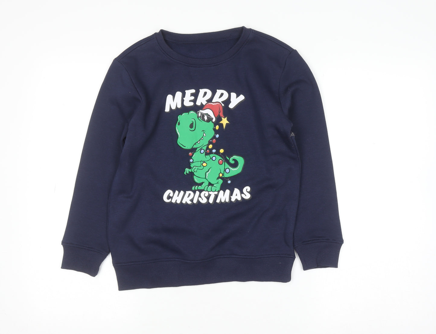 Dunnes Stores Boys Blue Christmas Dinosaur Pullover Sweatshirt 8-9 Years