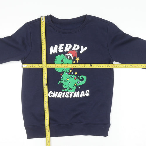 Dunnes Stores Boys Blue Christmas Dinosaur Pullover Sweatshirt 8-9 Years