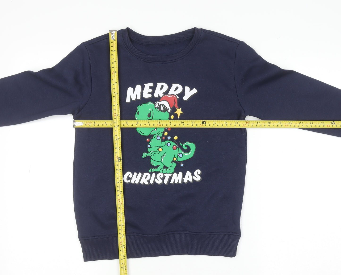 Dunnes Stores Boys Blue Christmas Dinosaur Pullover Sweatshirt 8-9 Years