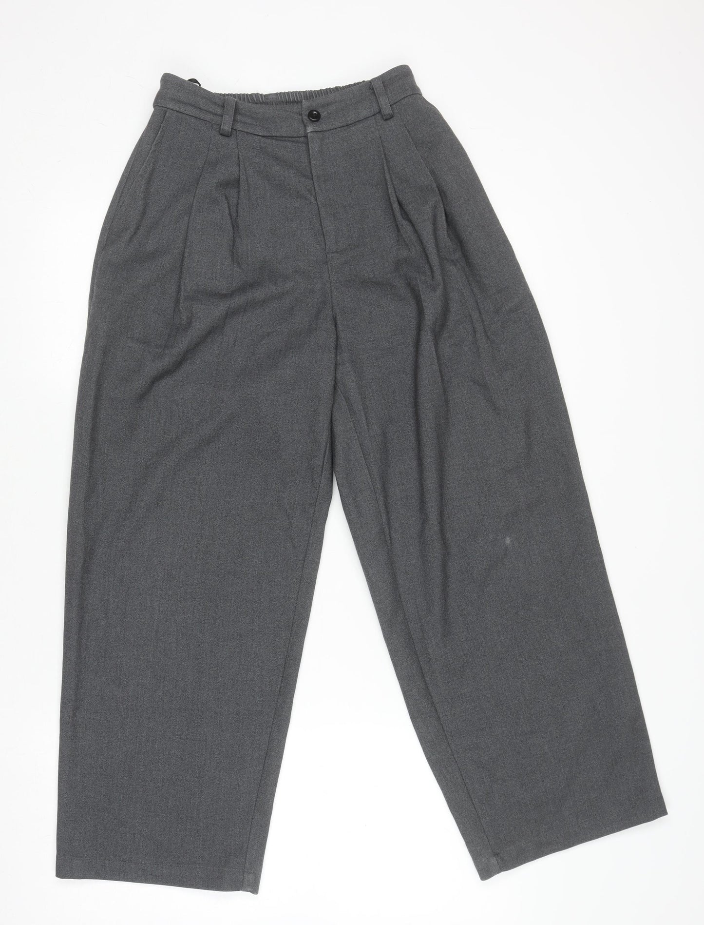 SC Women Grey Pleated Wide-Leg Trousers Size S Workwear