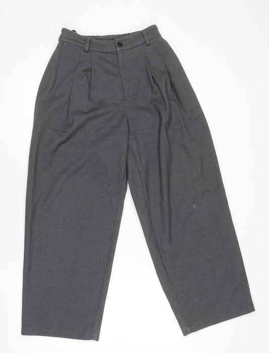 SC Women Grey Pleated Wide-Leg Trousers Size S Workwear