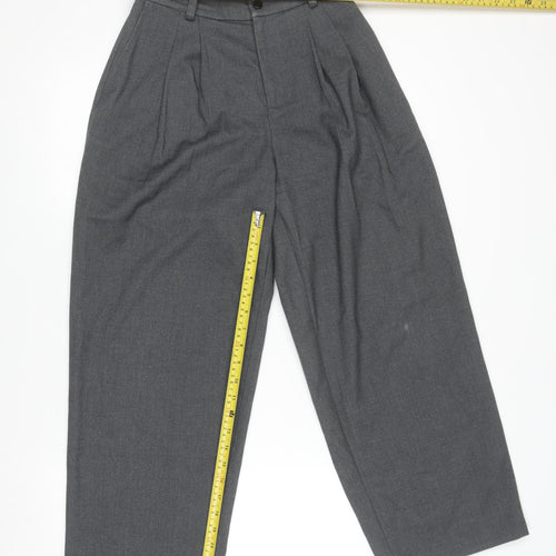 SC Women Grey Pleated Wide-Leg Trousers Size S Workwear