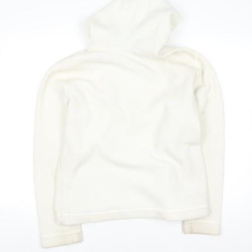 GAP Women Ivory Full Zip Fleece Hoodie Size L Polyester Blend