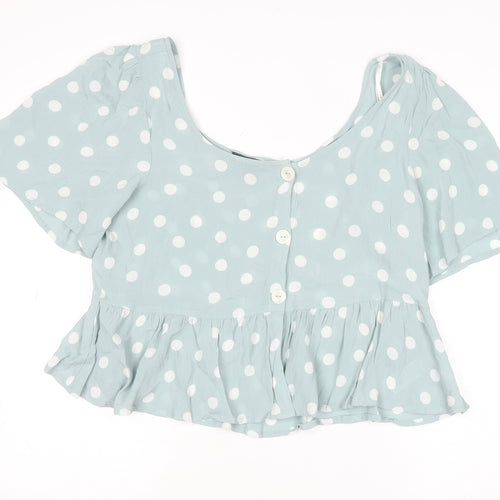 Primark Women’s Blue Polka Dot Cropped Blouse Size 18 Viscose
