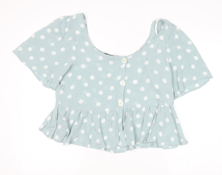 Primark Women’s Blue Polka Dot Cropped Blouse Size 18 Viscose
