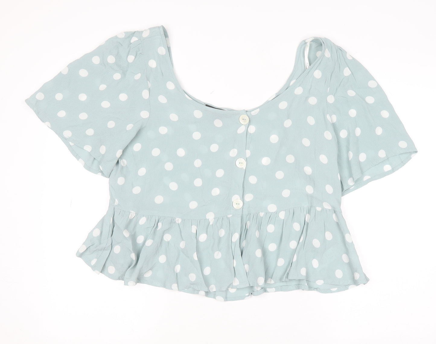 Primark Women’s Blue Polka Dot Cropped Blouse Size 18 Viscose