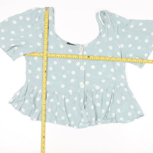 Primark Women’s Blue Polka Dot Cropped Blouse Size 18 Viscose