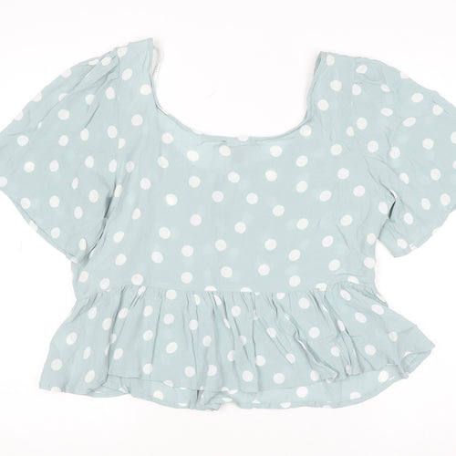 Primark Women’s Blue Polka Dot Cropped Blouse Size 18 Viscose