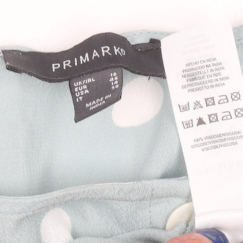 Primark Women’s Blue Polka Dot Cropped Blouse Size 18 Viscose
