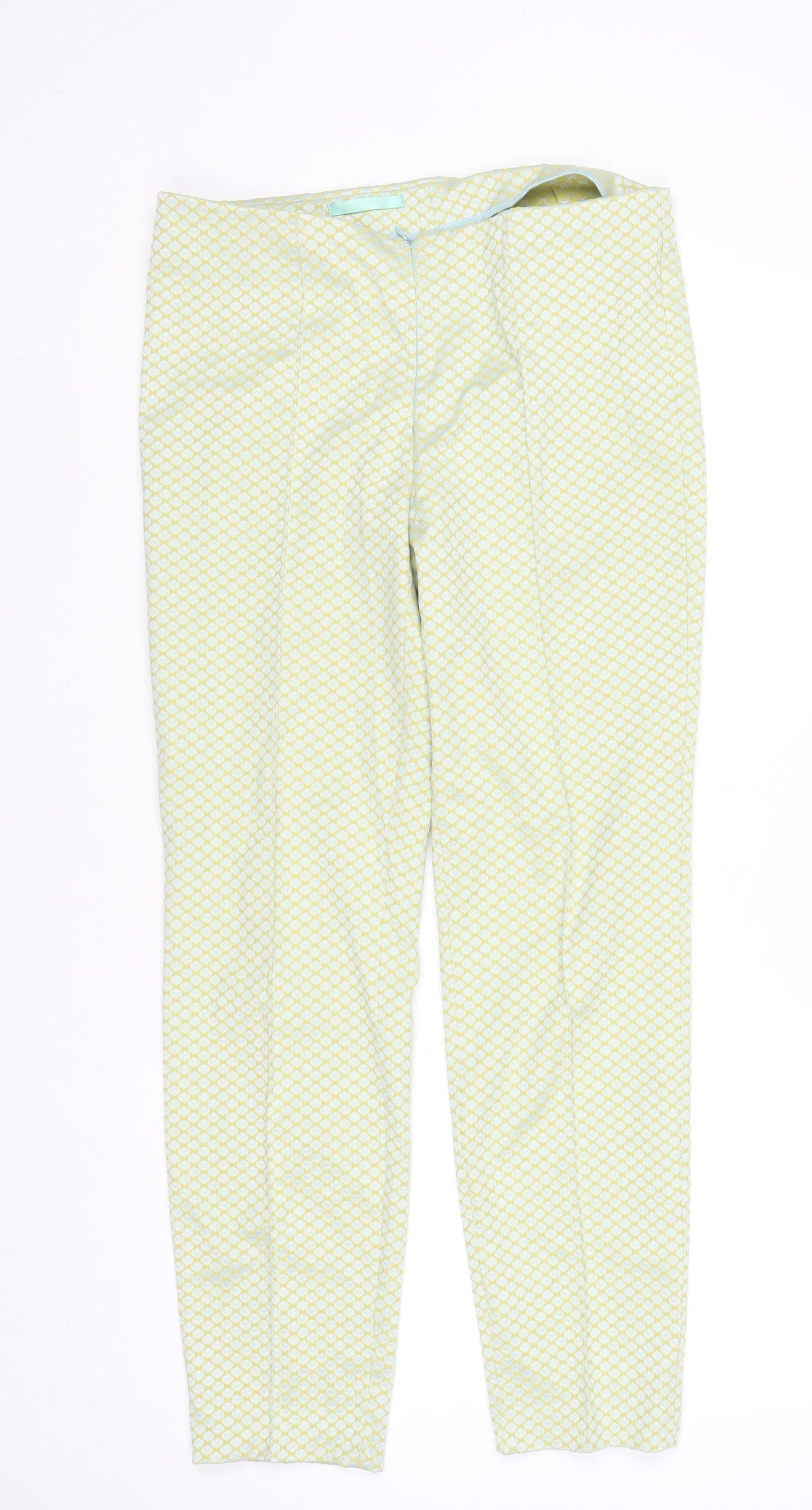 Steilmann Women’s Yellow Geometric Slim Tapered Trousers Size 12