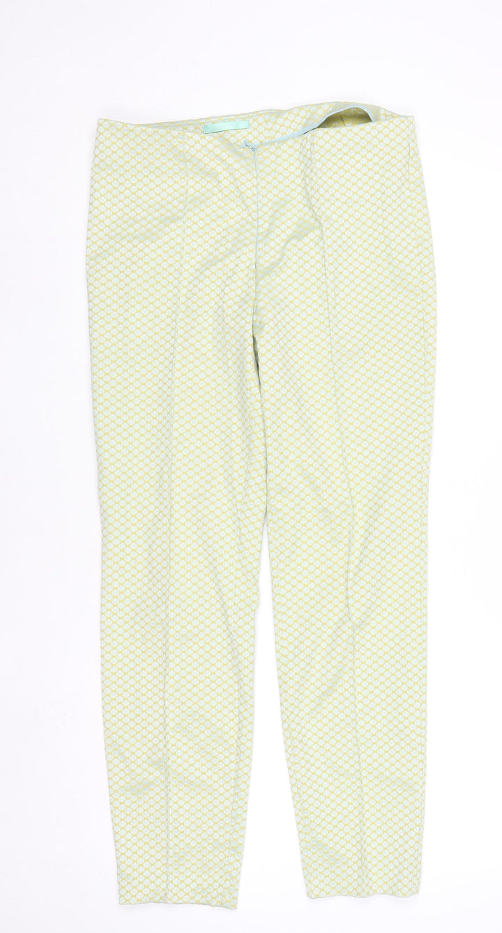 Steilmann Women’s Yellow Geometric Slim Tapered Trousers Size 12