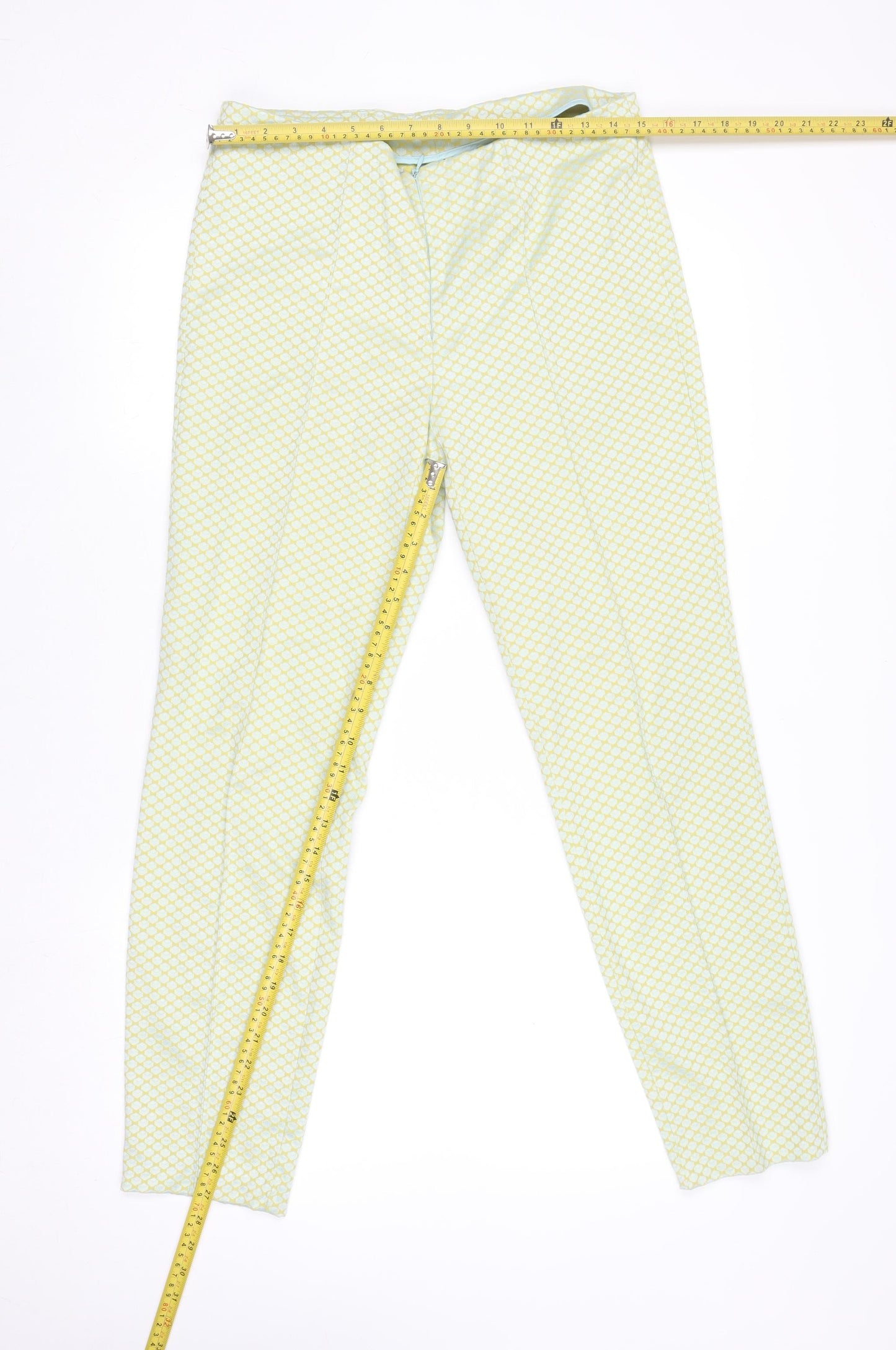 Steilmann Women’s Yellow Geometric Slim Tapered Trousers Size 12