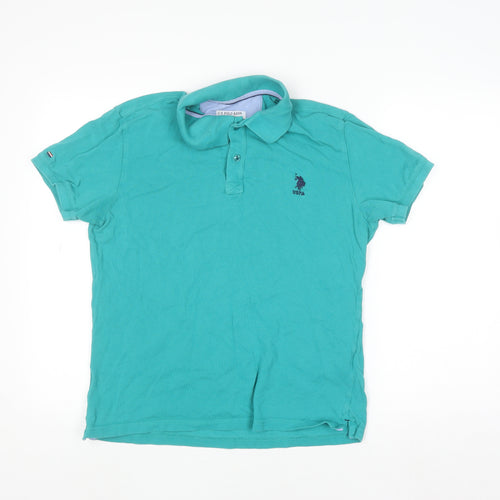 U.S. Polo Assn. Men's Green Cotton Short Sleeve Polo Shirt L