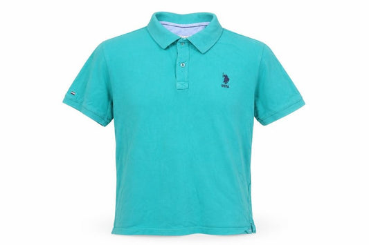 Front view of U.S. Polo Assn. Men's Green Cotton Short Sleeve Polo Shirt L