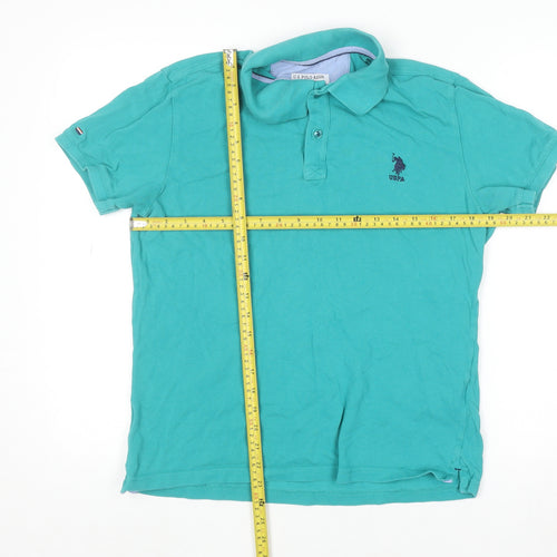 U.S. Polo Assn. Men's Green Cotton Short Sleeve Polo Shirt L
