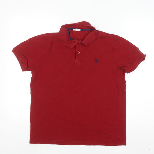 U.S. Polo Assn. Men's Red Cotton Short Sleeve Polo Shirt Size L