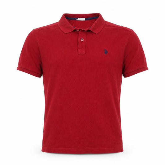 Front view of U.S. Polo Assn. Men's Red Cotton Short Sleeve Polo Shirt, size L