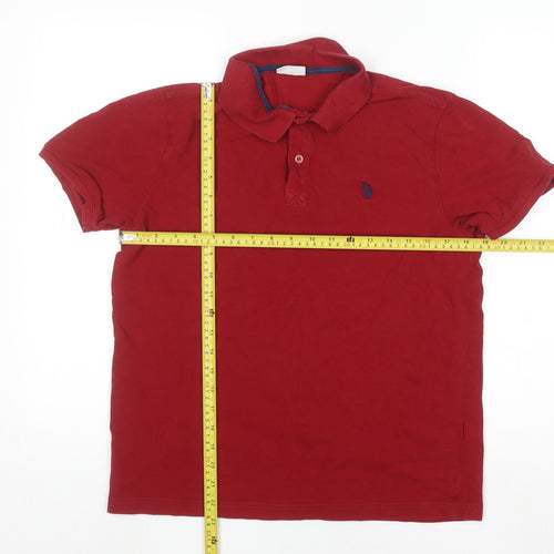 U.S. Polo Assn. Men's Red Cotton Short Sleeve Polo Shirt Size L