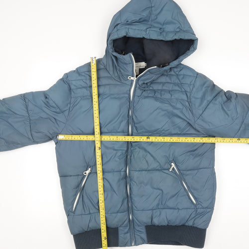 H&M L.O.G.G. Men's Blue Hooded Puffer Jacket Size M Winter Casual
