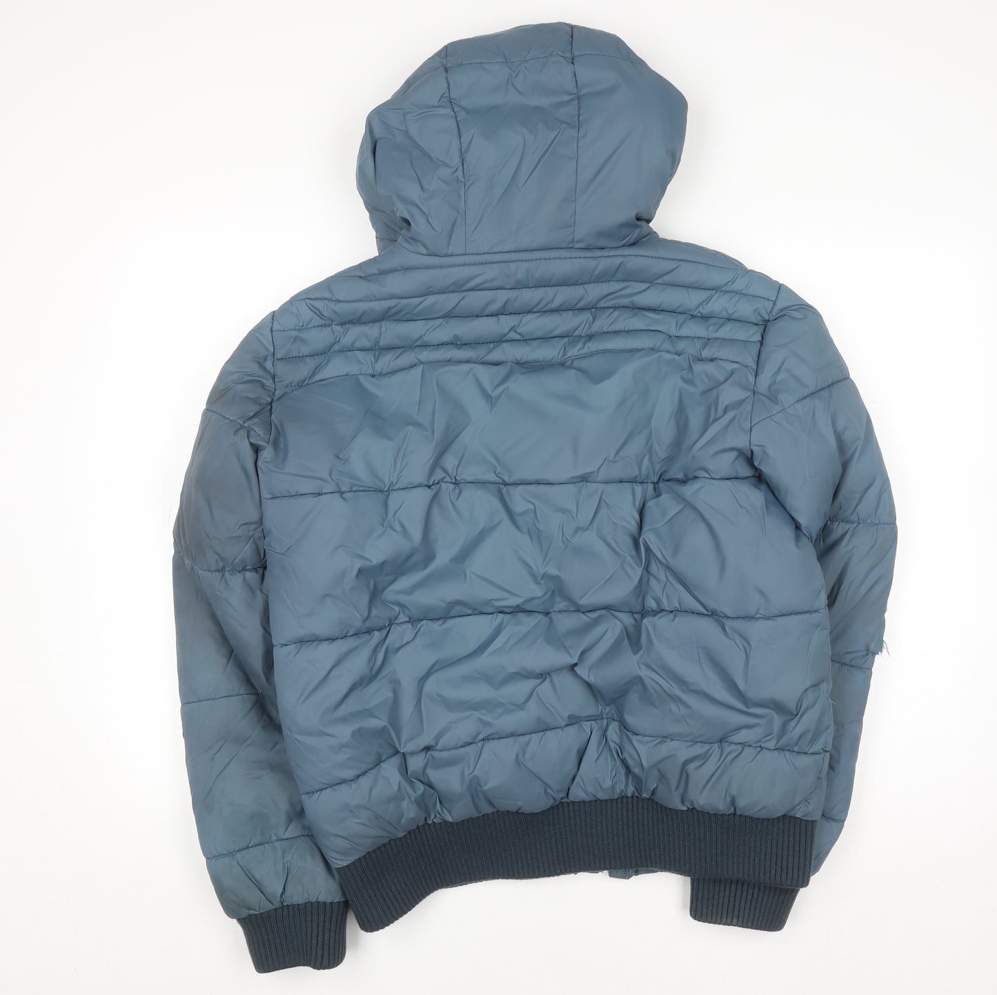 H&M L.O.G.G. Men's Blue Hooded Puffer Jacket Size M Winter Casual