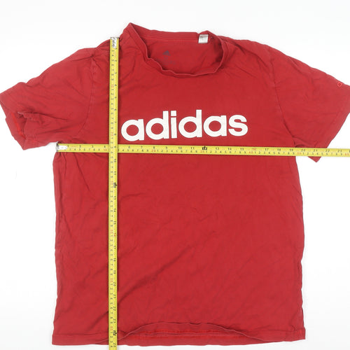 Adidas Men's Red Logo Graphic Cotton Crew Neck T-Shirt Size M