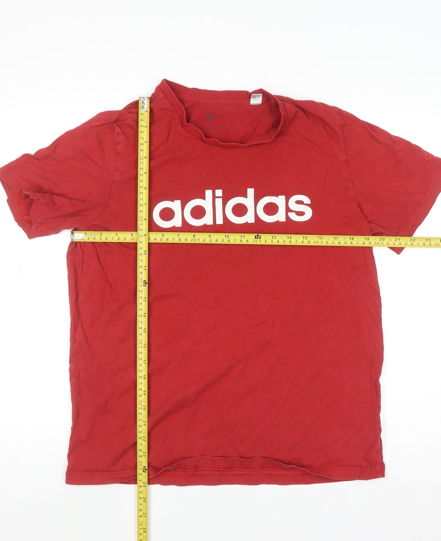 Adidas Men's Red Logo Graphic Cotton Crew Neck T-Shirt Size M