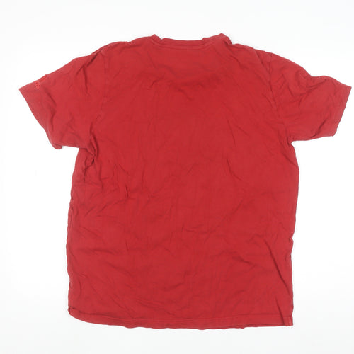 Adidas Men's Red Logo Graphic Cotton Crew Neck T-Shirt Size M