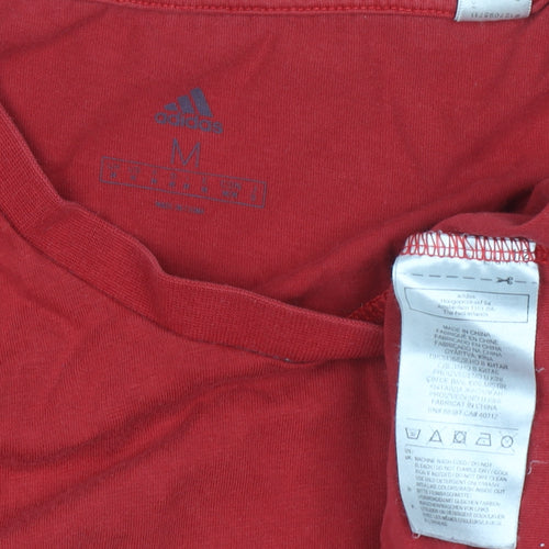 Adidas Men's Red Logo Graphic Cotton Crew Neck T-Shirt Size M