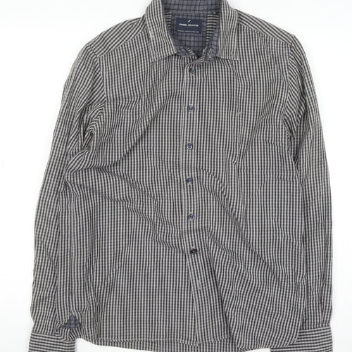 Daniel Hechter Men’s Grey Check Long Sleeve Cotton Button-Up Shirt M