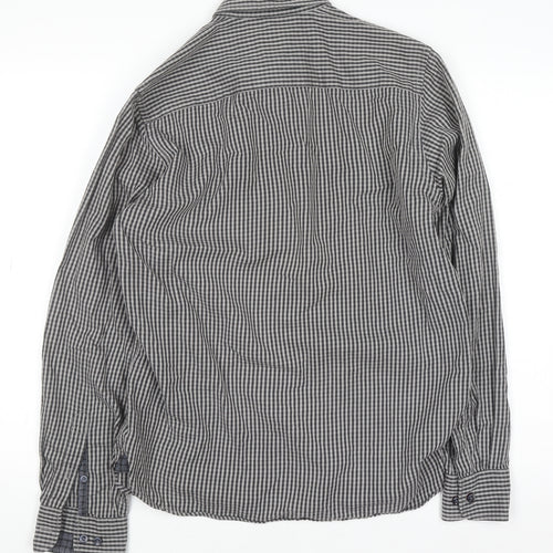 Daniel Hechter Men’s Grey Check Long Sleeve Cotton Button-Up Shirt M