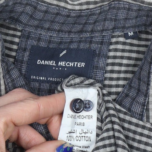 Daniel Hechter Men’s Grey Check Long Sleeve Cotton Button-Up Shirt M