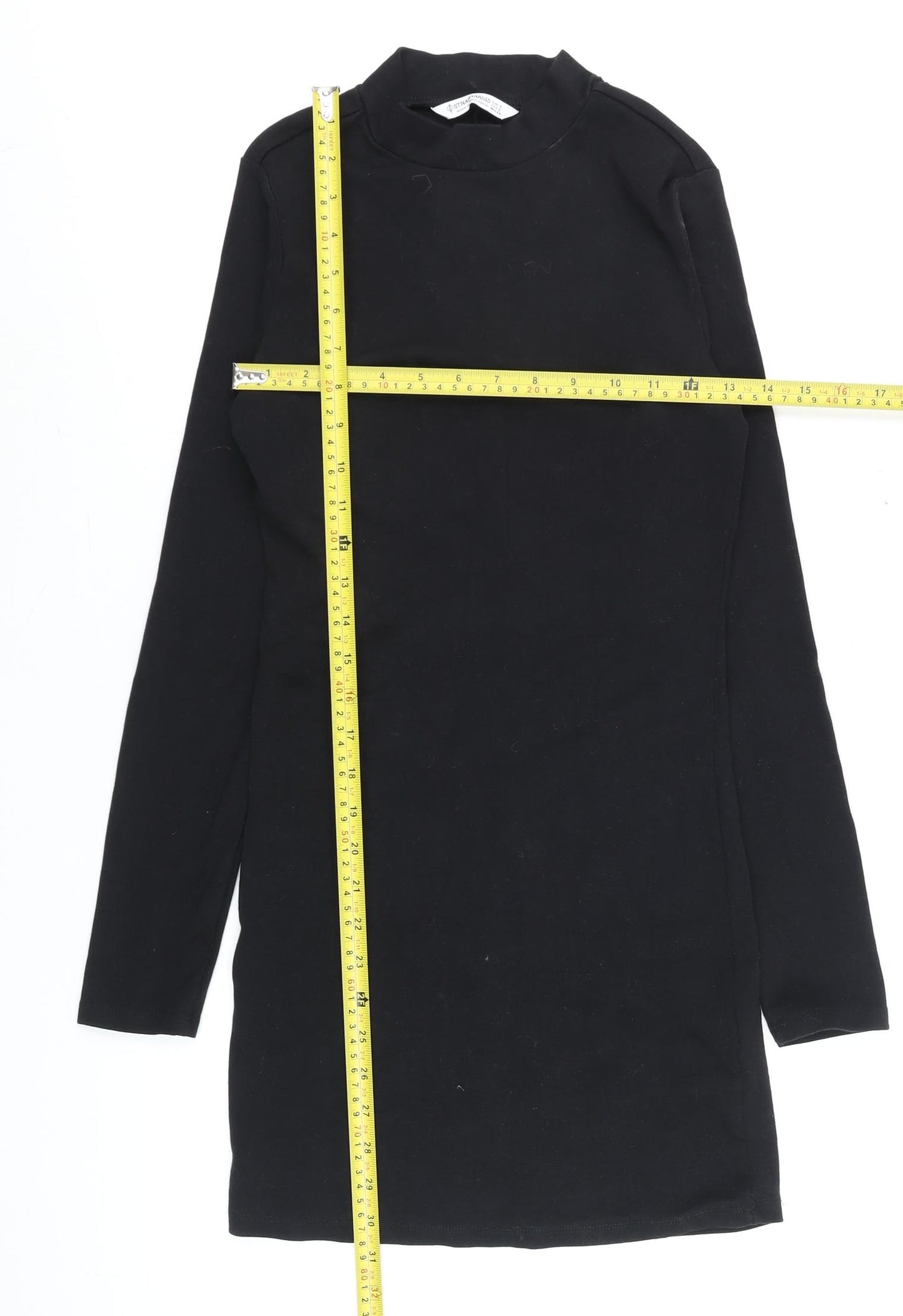 Stradivarius Women’s Black Bodycon Long Sleeve Short Dress Size 8