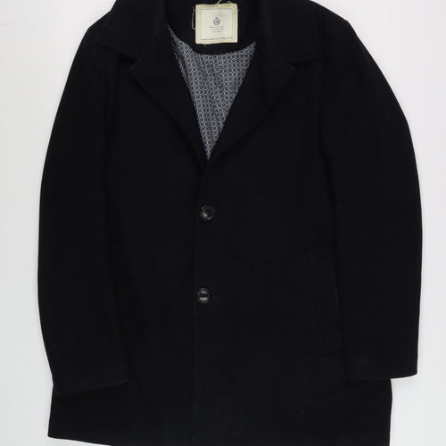 Capelli & Co Men's Black Wool Blend Mid-Length Overcoat Size 44