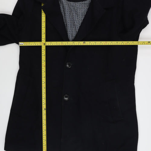 Capelli & Co Men's Black Wool Blend Mid-Length Overcoat Size 44
