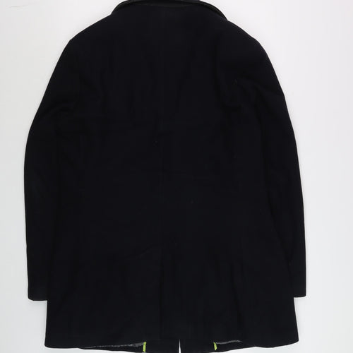 Capelli & Co Men's Black Wool Blend Mid-Length Overcoat Size 44