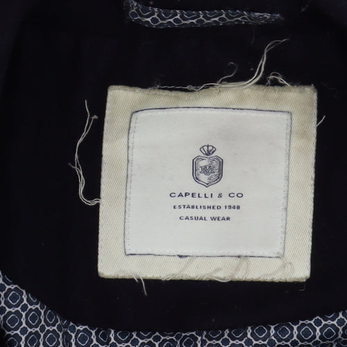 Capelli & Co Men's Black Wool Blend Mid-Length Overcoat Size 44