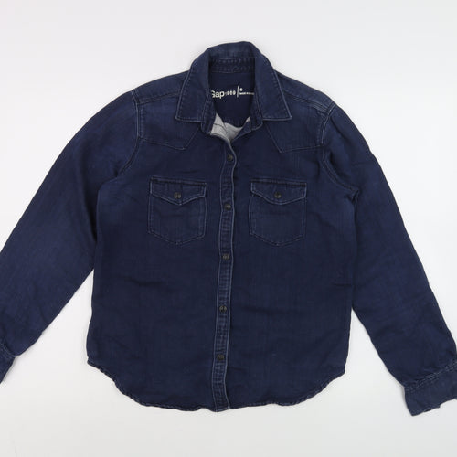 Gap Men’s Blue Denim Long Sleeve Button-Up Shirt Size S
