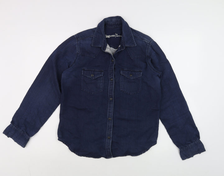 Gap Men’s Blue Denim Long Sleeve Button-Up Shirt Size S