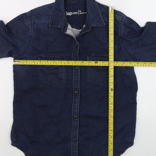 Gap Men’s Blue Denim Long Sleeve Button-Up Shirt Size S