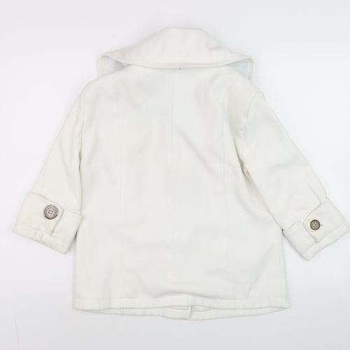 Modo Women Ivory Short Pea Coat Size 6 Classic Button Wool Blend