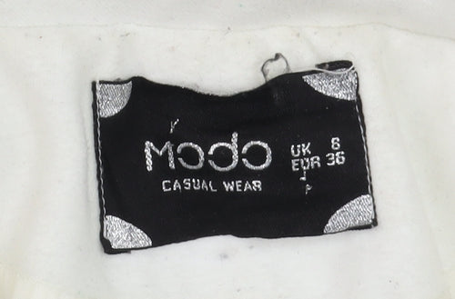 Modo Women Ivory Short Pea Coat Size 6 Classic Button Wool Blend