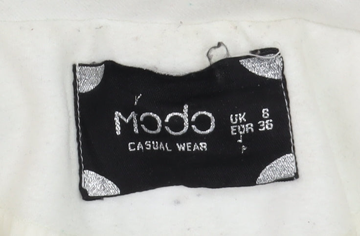 Modo Women Ivory Short Pea Coat Size 6 Classic Button Wool Blend