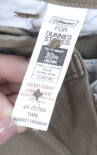 St. Bernard for Dunnes Stores Men's Beige Slim Fit Chino Trousers 30W 30L