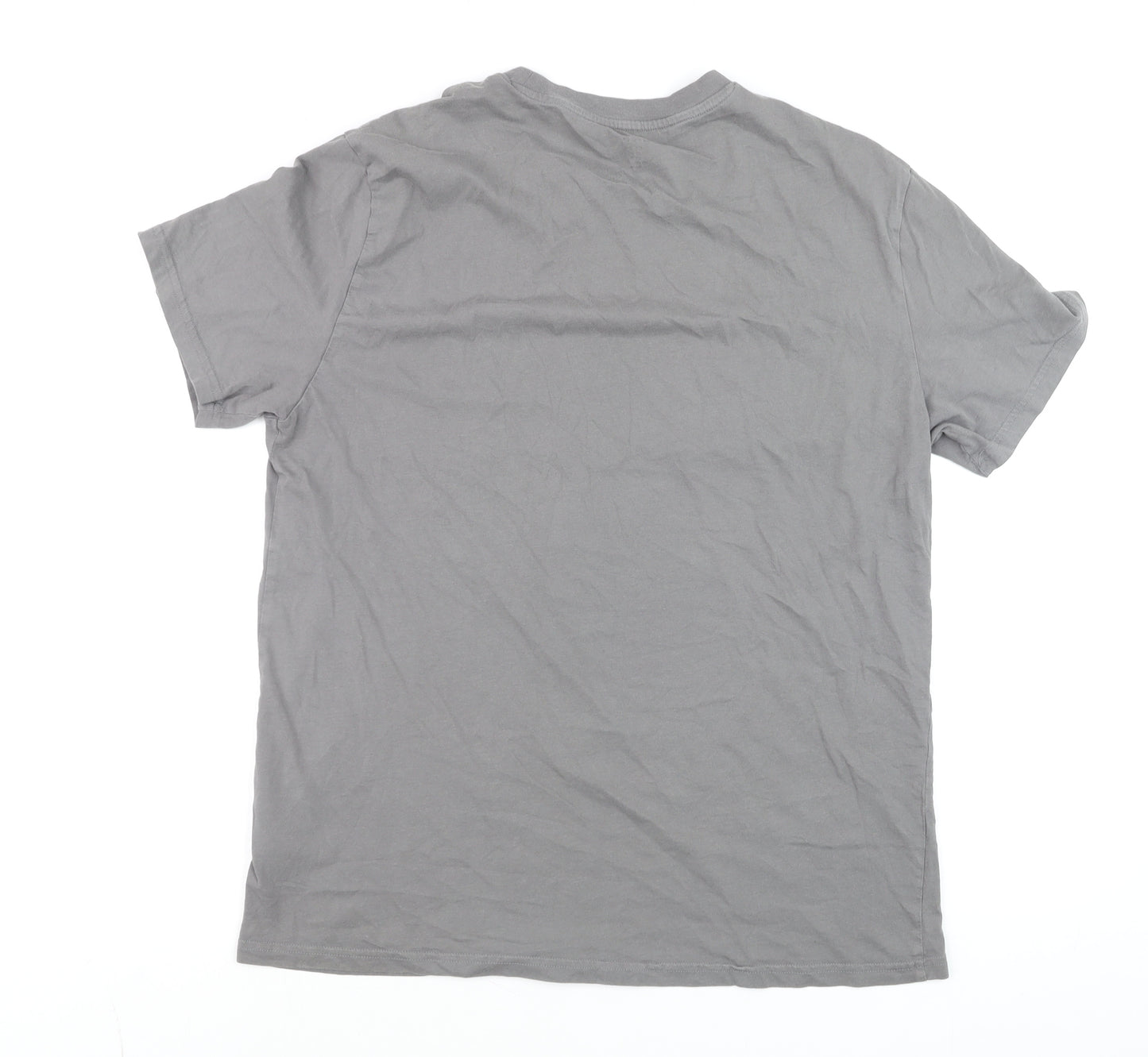 H&M Men's Grey Regular Fit Cotton Crew Neck T-Shirt Size L