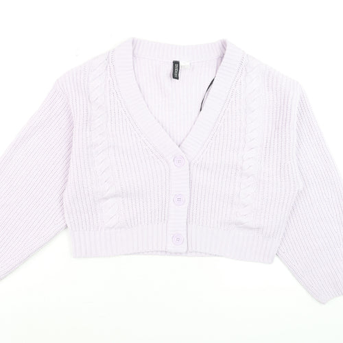 H&M Womens Purple Cable Knit Button Cardigan Size 12