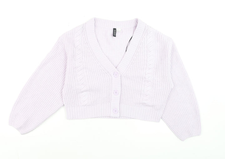 H&M Womens Purple Cable Knit Button Cardigan Size 12
