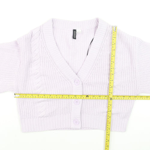 H&M Womens Purple Cable Knit Button Cardigan Size 12