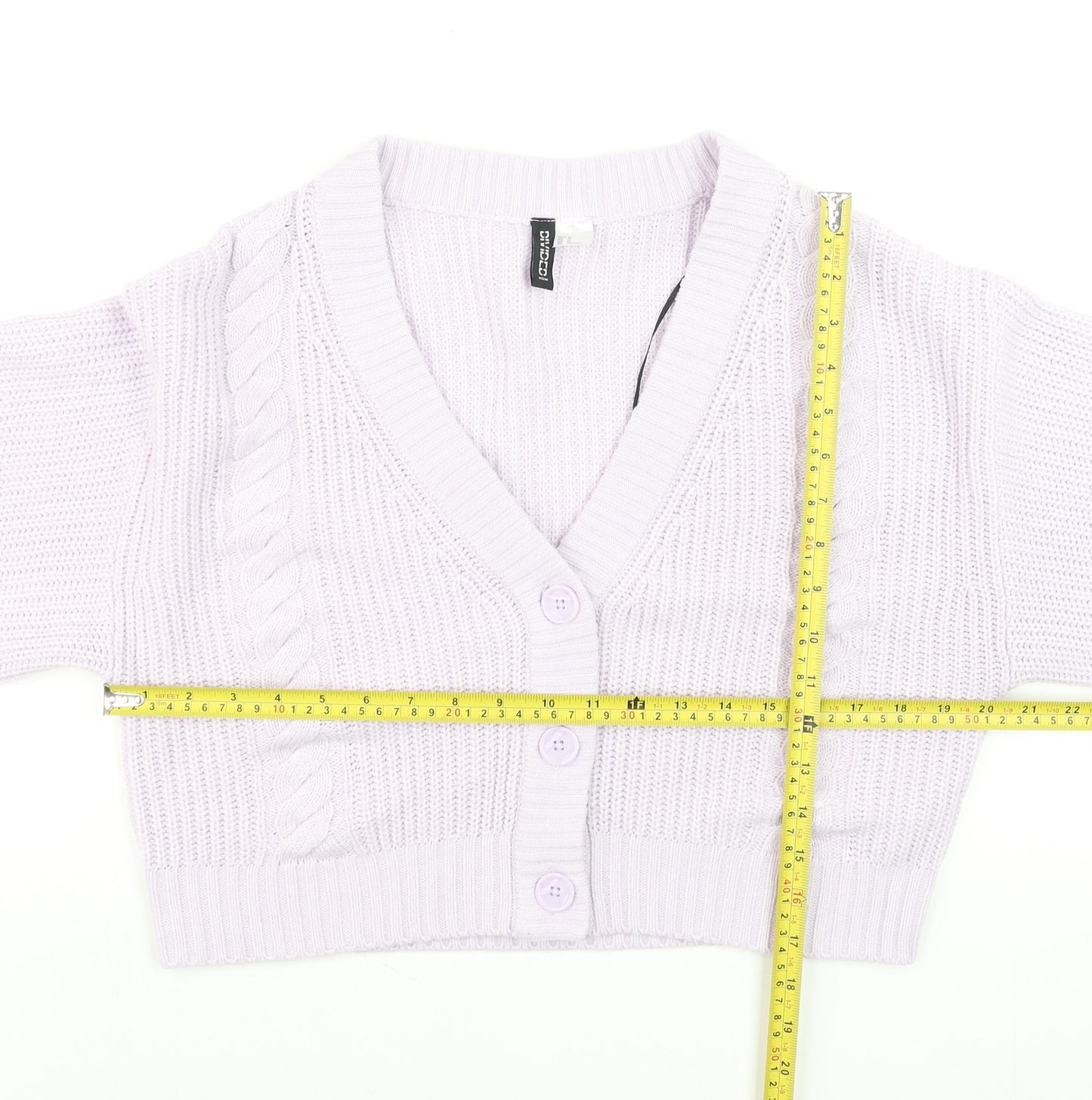 H&M Womens Purple Cable Knit Button Cardigan Size 12