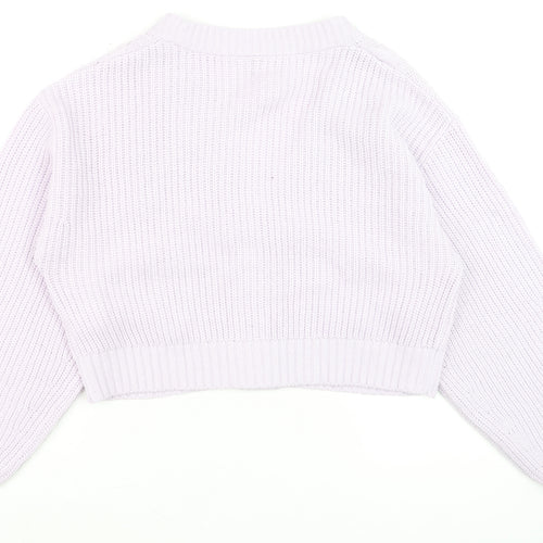 H&M Womens Purple Cable Knit Button Cardigan Size 12